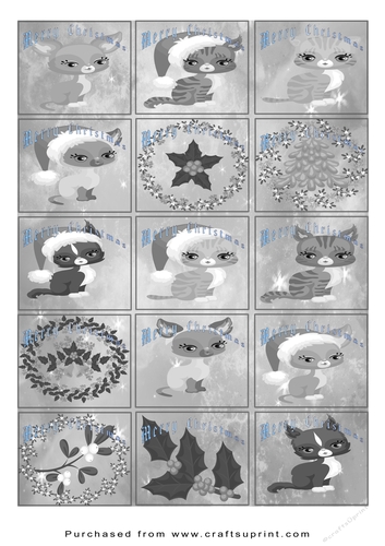 Christmas Tags/Labels Kittens