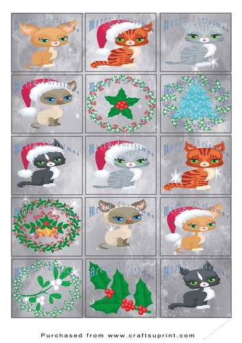 Christmas Tags/Labels Kittens
