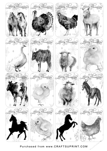 Christmas Tags/Labels Farm Animals