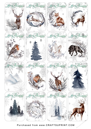 Christmas Tags/Labels Wild Animals
