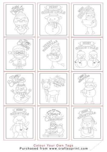 Colour your own Christmas Tags/Labels