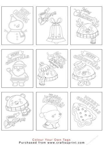 Colour your own Christmas Tags/Labels