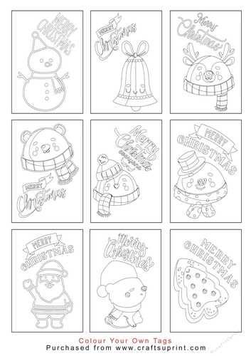 Colour your own Christmas Tags/Labels
