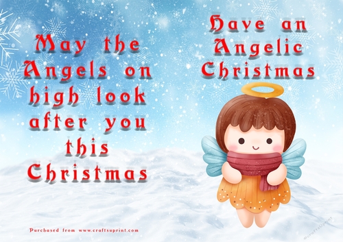 No Cut Just Print Christmas Cards - Angels
