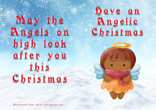 No Cut Just Print Christmas Cards - Angels