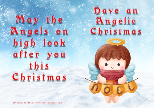 No Cut Just Print Christmas Cards - Angels