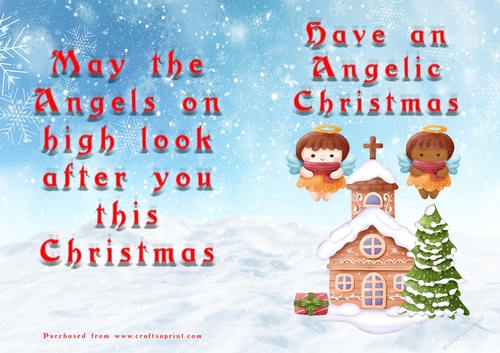 No Cut Just Print Christmas Cards - Angels
