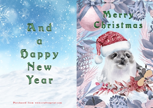 No Cut Just Print Christmas Cards - Animals