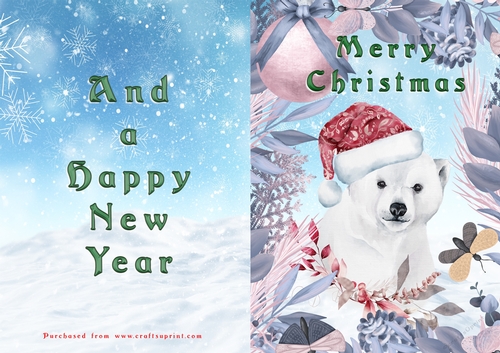No Cut Just Print Christmas Cards - Animals