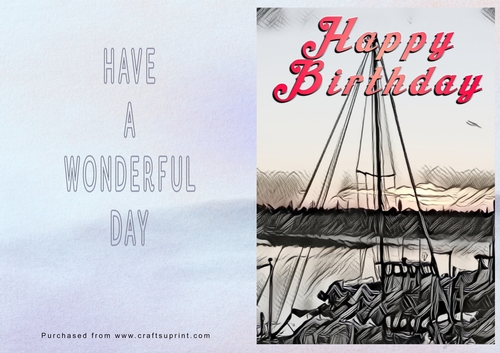 No Cut Just Print Birthday Card - Boats Painting