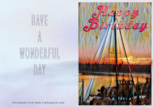 No Cut Just Print Birthday Card - Boats Painting