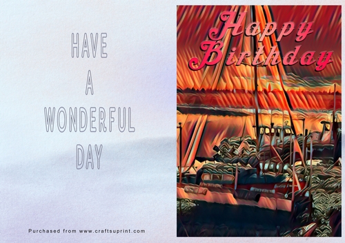 No Cut Just Print Birthday Card - Boats Painting