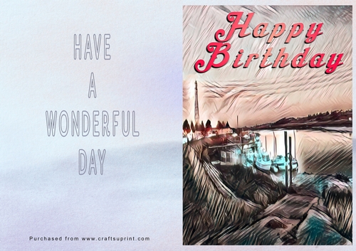 No Cut Just Print Birthday Card - Boats Painting