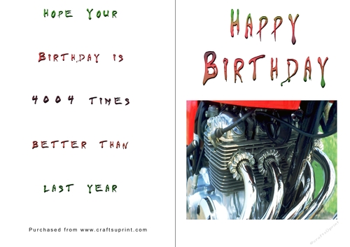 No Cut Just Print Birthday Cards - Honda 400-4