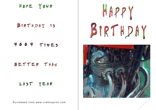 No Cut Just Print Birthday Cards - Honda 400-4