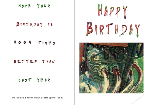 No Cut Just Print Birthday Cards - Honda 400-4