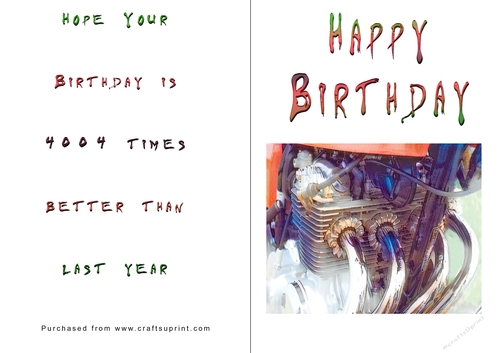 No Cut Just Print Birthday Cards - Honda 400-4