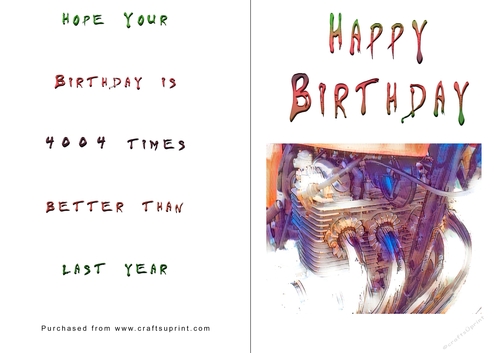 No Cut Just Print Birthday Cards - Honda 400-4