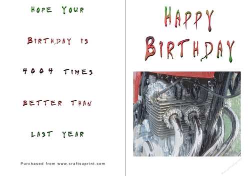 No Cut Just Print Birthday Cards - Honda 400-4
