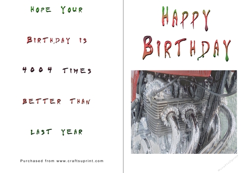 No Cut Just Print Birthday Cards - Honda 400-4