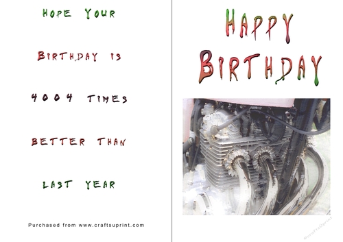 No Cut Just Print Birthday Cards - Honda 400-4