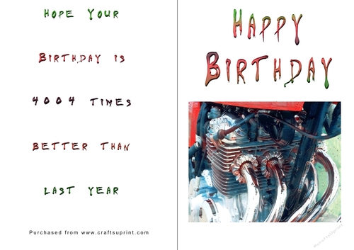 No Cut Just Print Birthday Cards - Honda 400-4