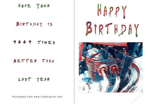 No Cut Just Print Birthday Cards - Honda 400-4