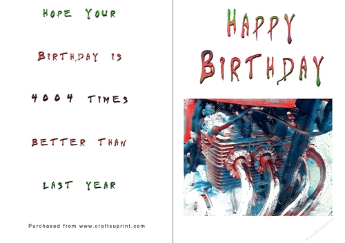 No Cut Just Print Birthday Cards - Honda 400-4