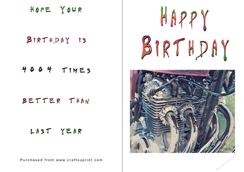 No Cut Just Print Birthday Cards - Honda 400-4