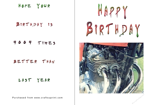 No Cut Just Print Birthday Cards - Honda 400-4