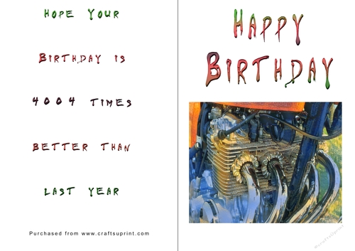 No Cut Just Print Birthday Cards - Honda 400-4