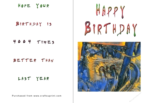 No Cut Just Print Birthday Cards - Honda 400-4
