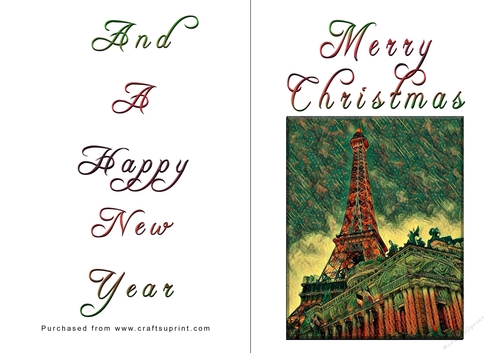 No Cut Just Print Christmas Cards - Paris