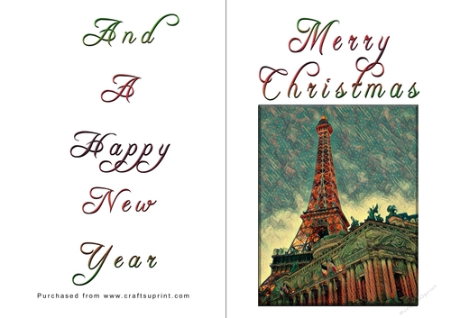 No Cut Just Print Christmas Cards - Paris