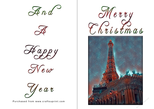 No Cut Just Print Christmas Cards - Paris