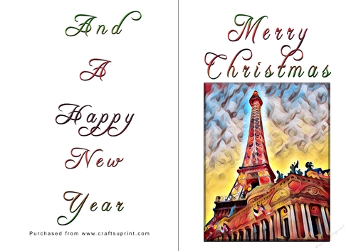 No Cut Just Print Christmas Cards - Paris