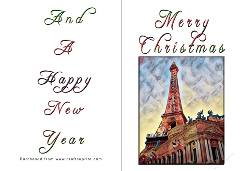 No Cut Just Print Christmas Cards - Paris