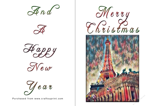 No Cut Just Print Christmas Cards - Paris