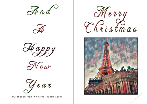 No Cut Just Print Christmas Cards - Paris