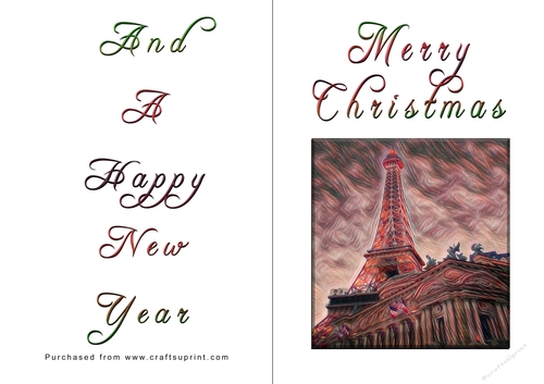 No Cut Just Print Christmas Cards - Paris
