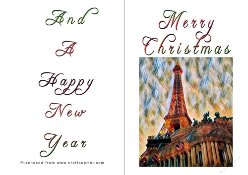 No Cut Just Print Christmas Cards - Paris