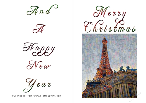 No Cut Just Print Christmas Cards - Paris