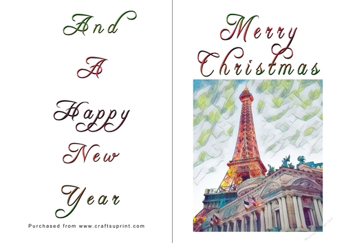 No Cut Just Print Christmas Cards - Paris
