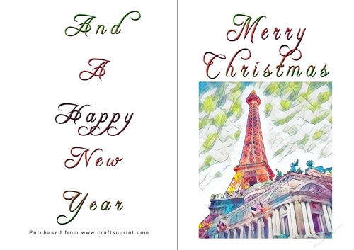 No Cut Just Print Christmas Cards - Paris