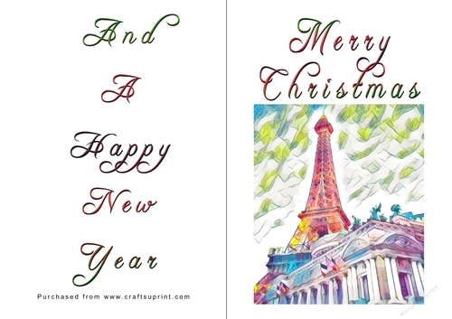 No Cut Just Print Christmas Cards - Paris