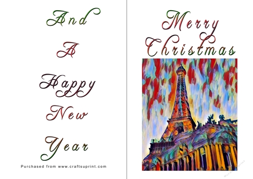 No Cut Just Print Christmas Cards - Paris