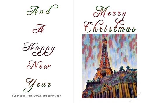 No Cut Just Print Christmas Cards - Paris