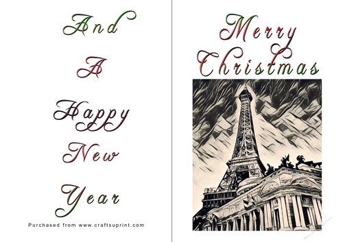 No Cut Just Print Christmas Cards - Paris