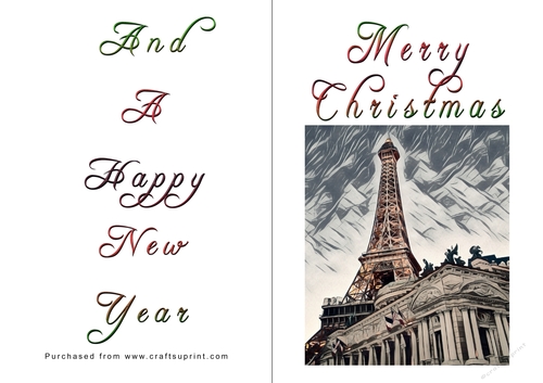 No Cut Just Print Christmas Cards - Paris