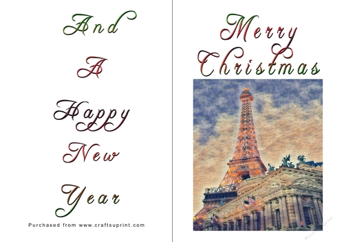 No Cut Just Print Christmas Cards - Paris